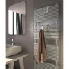 A bathroom scene with a sink, mirror, and a towel radiator with hooks. Anteprima dell’immagine prodotto