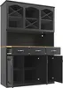 A 3D render of a black kitchen cabinet with wine racks on top and drawers and doors below. Anteprima dell’immagine prodotto