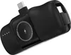 A black portable power bank with USB-C connectors and a wireless charging pad. Produktbild-Vorschau