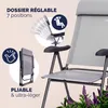 CASARIA® 4x Chaises de jardin pliantes Gris en aluminium Voir les images du produit 4