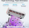 A close-up marketing image of a handheld allergen removal device, showing its UV light feature and illustrating the removal of allergens from fabric. Produktbild-Vorschau