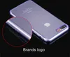 A close-up of a transparent blue phone case on a black background, highlighting the brand logo. Produktbild-Vorschau