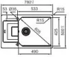 Technical drawing of a sink with dimensions and specifications. Podgląd zdjęcia produktu