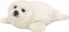 A white plush seal toy lying down on a white background. Podgląd zdjęcia produktu