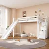 Merax Lit superposé d'enfant 90x200cm, avec toboggan, Voir les images du produit 1