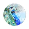 MuchoWow® Mauspad Mousepad Aquarell - Pfau - Blau 50x50 cm Produktbild-Vorschau 1
