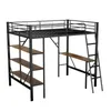 A loft bed with a desk and shelves, shown against a white background. Produktbild-Vorschau