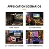 Collage of four images showing different application scenarios for a projector. Produktbild-Vorschau