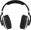 A pair of black over-ear headphones with silver accents, shown from the front against a white background. Produktbild-Vorschau