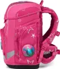 A pink backpack with silver stars and a princess graphic, shown from the side. Produktbild-Vorschau