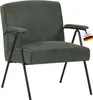 A green corduroy armchair with black metal legs, shown from the front. Produktbild-Vorschau