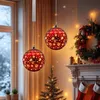 Skleněná vánoční cetka červená k zavěšení s 10 LED diodami Náhled obrázku produktu 6