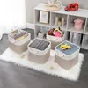 Stoff Aufbewahrungsbox 25x25x25 cm Faltbar Helles Khaki Produktbild-Vorschau 5