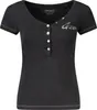 Damen Schwarz Kurzarmshirt aus Baumwolle mit V-Ausschnitt. Produktbild-Vorschau 1