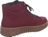 A side view of a red boot with a brown sole. Produktbild-Vorschau
