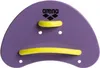 A purple swim paddle with yellow hand straps and the Arena logo. Produktbild-Vorschau
