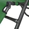 A close-up view of the metal frame and green fabric of a folding chair. Podgląd zdjęcia produktu