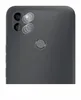 The back of a dark gray smartphone with a dual camera setup and a fingerprint sensor. Several clear, circular screen protectors are arranged near the camera lenses. Produktbild-Vorschau