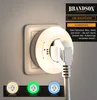 A Brandson LED night light plugged into a wall socket, with three color options displayed below. Voir les images du produit