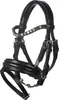 A black leather horse bridle with decorative rhinestones on the browband, shown against a white background. Náhľad obrázku produktu