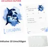 10 Einladungskarten Orca blau/ weiß mit GLITZER inkl. 10 Produktbild-Vorschau 5