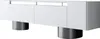 A white TV cabinet with silver cylindrical legs, shown from a side angle against a white background. Voir les images du produit