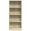 A tall, empty bookshelf with four shelves, made of wood-look material, against a white background. Anteprima dell’immagine prodotto