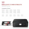 A list of compatible printer models and a printer. Produktbild-Vorschau