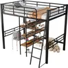 A loft bed with shelves and a ladder, set against a white background. Podgląd zdjęcia produktu
