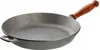 A cast iron frying pan with a wooden handle is shown against a white background. Produktbild-Vorschau