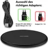 An image showing a wireless charger and instructions on choosing the correct adapter for it. Produktbild-Vorschau