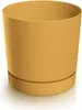 A yellow planter pot with a saucer, isolated on a white background. Anteprima dell’immagine prodotto