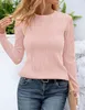ASKSA T-shirt femme col rond plissé Manches longues Basic Voir les images du produit 2