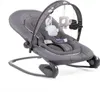 A gray baby bouncer with toys hanging from an arch. Produktbild-Vorschau