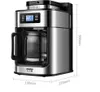A stainless steel coffee maker with a glass carafe, displayed with dimensions indicated by overlay text. Produktbild-Vorschau