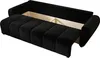 A black sofa with its storage compartment open, revealing the beige interior. Voir les images du produit