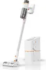 A cordless vacuum cleaner and its charging station are displayed against a white background. Produktbild-Vorschau
