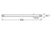 A technical drawing of a fluorescent tube light with dimensions indicated. Voir les images du produit