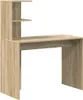 A light brown wooden desk with a shelf unit on the left side, shown against a white background. Náhled obrázku produktu