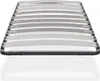 A slatted bed base is shown from a low angle, with the slats curving upwards. Produktbild-Vorschau