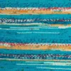 A close-up view of knitted yarn with horizontal stripes of various colors. Produktbild-Vorschau