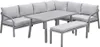 A sectional outdoor furniture set with a table and bench. Produktbild-Vorschau