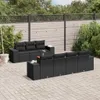 Design 8-tlg. Garten-Sofagarnitur mit Kissen Schwarz Poly Produktbild-Vorschau 1