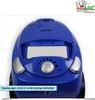 A close-up, top-down view of a blue vacuum cleaner with a filter compartment open. Produktbild-Vorschau