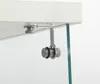Close-up of a glass cabinet bracket attached to a white shelf and glass panel. Náhled obrázku produktu
