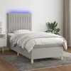 Boxspringbett mit Matratze & LED Hellgrau 90x190 cm Stoff Produktbild-Vorschau 2