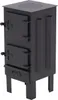 A black freestanding wood-burning stove on a white background. Náhled obrázku produktu