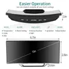Diagrams and text explaining the features and dimensions of a digital alarm clock. Produktbild-Vorschau