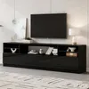 Lesklá TV skříňka Merax s LED osvětlením, nízká TV skříňka Náhled obrázku produktu 7