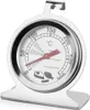 A stainless steel oven thermometer with a stand and a hook for hanging. Produktbild-Vorschau